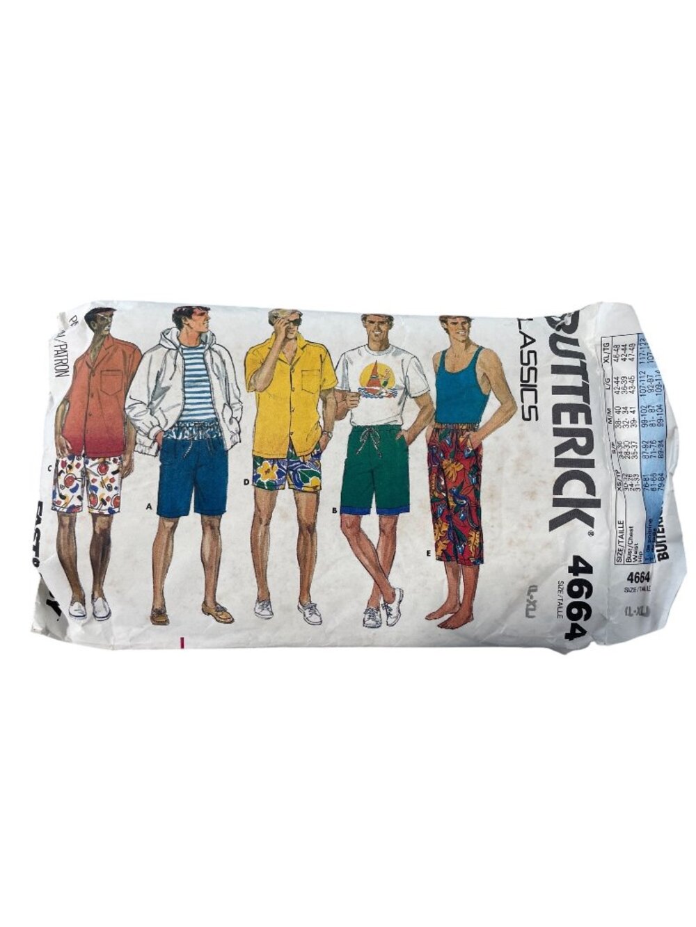 80s Butterick 4664 Sewing Pattern Size L-XL Classic Casual Shorts 1987 CUT